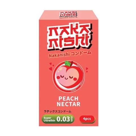 Bao cao su Nakanishi - Siêu mỏng 0.03mm - Hương đào - Hộp 4 cái
